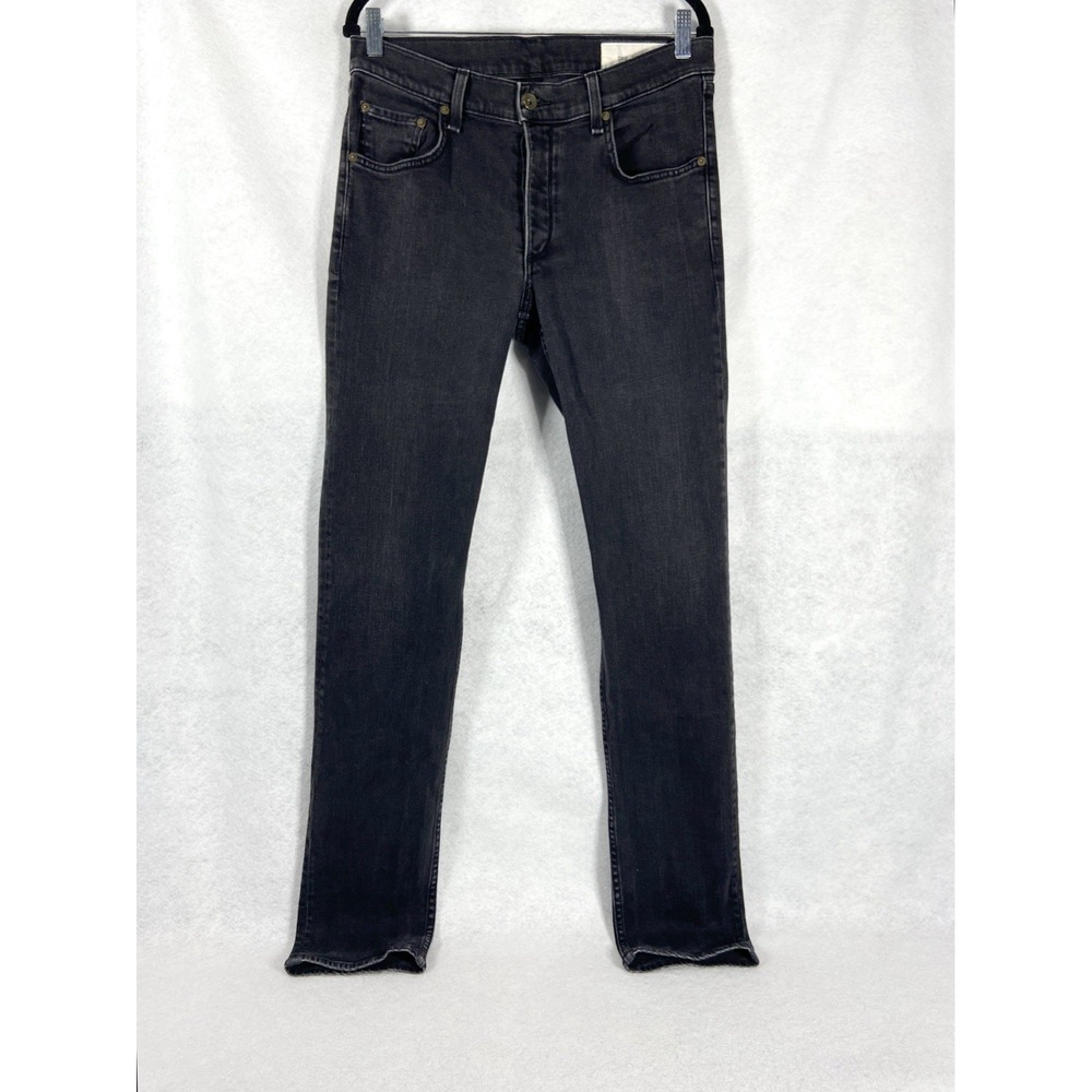 Rag & Bone Fit 2 Jeans Men's 33x34 Rock Black Slim Button Fly Denim Stretch